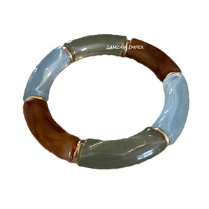 Pulsera de cuentas con forma de tubo de resina Multicolor, joyería de moda gruesa hecha a mano con estilo para mujer, trajes informales y bohemios - Product Image 5