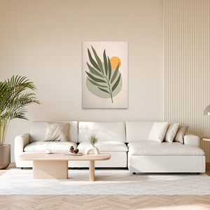 Fabriqué en Allemagne-Décoration d'intérieur Toile Photo Feuille de fougère Moderne-Peinture murale en beige et vert-Toile Photo sur cadre de civière - Product Image 3