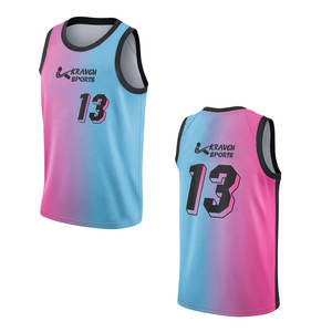 Maillot de basket-ball de haute qualité, col rond, imprimé par sublimation multicolore, vêtements de sport - Product Image 3