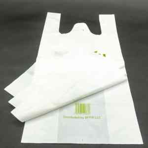 100% sac en plastique biodégradable sac d'emballage de t-shirt écologique sacs alimentaires en plastique de haute qualité avec Logos - Product Image 1