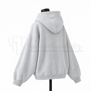 เสื้อฮู้ดโอเวอร์ไซส์ลายดาวสำหรับผู้หญิง เสื้อสเวตเชิ้ตแบบสวมลำลองสไตล์สตรีทแวร์ สีเทาอ่อน ผ้าฟลีซ - Product Image 4