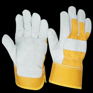Gants en cuir à forte adhérence avec double patch de paume Gants de travail durables à double paume avec manchette caoutchoutée Gants de gréement en cuir - Product Image 4
