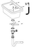 Évier utilitaire de style européen moderne fabriqué en Italie, kit de vidange mural de luxe pour salle de bain inclus, égouttoir en résine PP écologique moulé