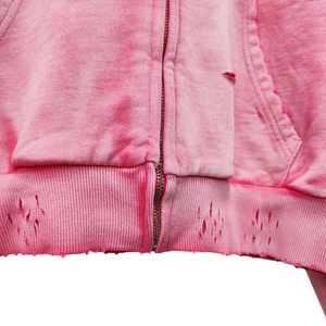 2025 sweats à capuche lavés à l'acide Style vieilli avec léger surdimensionné Vintage Streetwear sweats à capuche à fermeture éclair complète pour hommes - Product Image 3