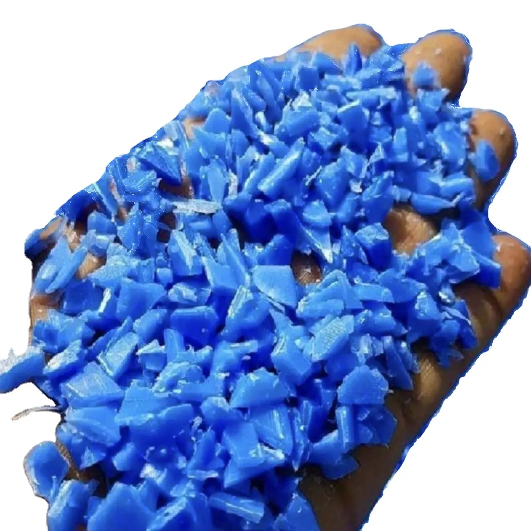 Export Van Schoon Gerecycled Plastic Restjes/Blauwe Hdpe Drumvlokken/Hdpe-Regrind Uit Kratten