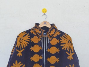 Veste en velours brodée de fleurs bohèmes, col mandarin, manches longues, grande taille, vêtements décontractés d'automne pour adultes - Product Image 6