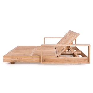 เก้าอี้ไม้สักสำหรับโรงแรมเลานจ์คู่ด้านนอกพร้อมเบาะรองนั่งที่ทนต่อสภาพอากาศ - Product Image 6