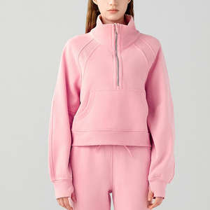 Sudadera extragrande con media cremallera para mujer, sudadera informal para correr, cuello alto, forro polar cálido, cremallera corta 3D, deportes para mujer - Product Image 1