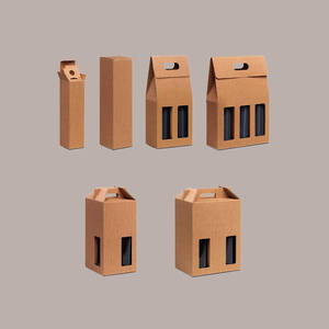 5pcs Brown Corrugated Cardboard Box Case 27x18H40cm for Serving 6 <b>Bottles</b> 750ml Beverages Elegant Beverage Serving Sets - Product Image 2