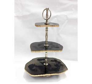 Handcrafted Stylish Resin Cake Stand Durable & Unique Display Handmade Epoxy Cake Holder Cake <b>Tools</b> with Metal Inlay Cake Holder - Product Image 1