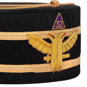 Casquette de couronne de rite écossais de 32e degré-Ailes avec cordon d'or Accents d'or Symbole maçonnique Tenue de cérémonie Confortable à porter - Product Image 4