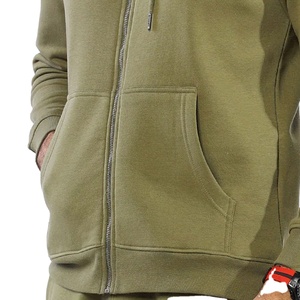 Sudadera con capucha para hombre de alta calidad con cremallera completa bordada impresión personalizada peso pesado invierno patrón sólido algodón poliéster a prueba de viento - Product Image 3