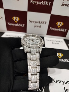 Cadran mécanique étincelant abordable de qualité supérieure Micro réglage glacé montres en diamant Moissanite de luxe pour hommes avec testeur de réussite - Product Image 3