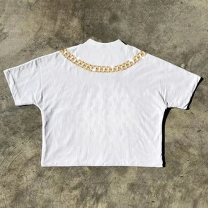 Camiseta étnica de verano para hombre, cruzados Retro collar de diamantes, imagen de labios, manga corta, estilo de calle alta de moda, inspirado en Y2K - Product Image 4