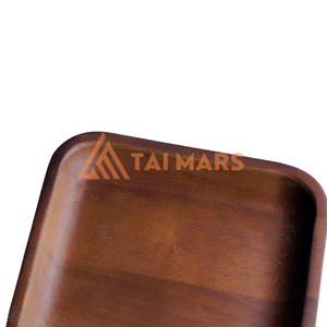 Elegante arte popular natural pulido bandeja de madera de acacia Exportación de alta calidad al por mayor vajilla de madera artesanías de madera cajas carteles de pared - Product Image 2