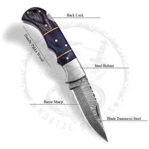 Couverture de couteau de poche pliable d'extérieur multi-usages faite à la main couteaux de survie directe d'usine pour le camping pour l'extérieur - Product Image 2