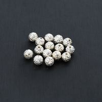 Perle d'espacement ronde martelée en argent sterling 925 de 5,8 mm, 0,29 g/pièce, pour la fabrication de bijoux pour femmes