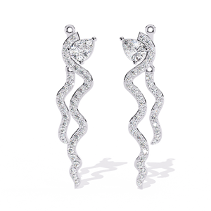 เครื่องประดับทอง14K สำหรับผู้หญิงต่างหูเพชรเม็ดเล็กรูปคลื่นโค้งทรงเรขาคณิต - Product Image 1