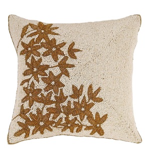 High Quality Floral and Leaf Embroidered Pillow Case Beaded Cushion <b>Cover</b> for Home Use for Living Room Bedroom Discount Price - Product Image 4