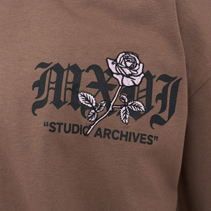 เสื้อยืดคอตตอนลายปักกุหลาบแบบฟอกกรดสำหรับผู้ชาย เสื้อผ้าสตรีทแวร์คุณภาพสูงสไตล์วินเทจทรงโอเวอร์ไซส์ พิมพ์ลายตามสั่ง - Product Image 4