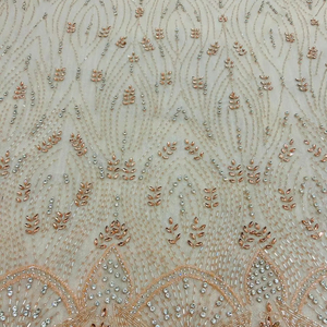 Meilleur prix 100% Polyester tissu perlé de luxe avec Zircon fait à la main fournisseur indien vêtements faisant tissé et motif de maille - Product Image 1