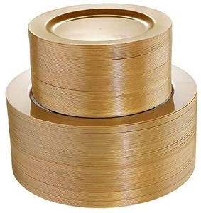 Assiette de présentation en acier inoxydable écologique, couleur or, durable et élégante, sublimez votre table sans effort - Product Image 1