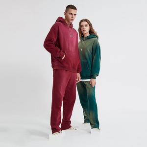 Ropa de calle personalizada de alta calidad para hombre, chándal Vintage, chándal lavado con ácido desteñido al sol, conjunto de pantalones de chándal holgados con capucha para invierno - Product Image 2