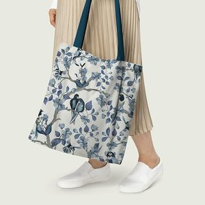 Bolsas de lona de algodón con diseño de pájaros del paraíso y cierre de cremallera - Product Image 3