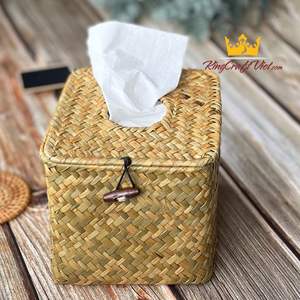 Herbe marin naturel carré boîte à mouchoirs couverture serviette stockage cuisine salle de bain fait à la main Vietnam maison hôtel Restaurant décoration de table - Product Image 4