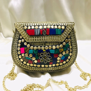 Sac de soirée en mosaïque métallique fait à la main pour dames pochette élégante - Product Image 1