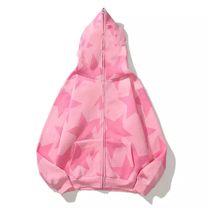 Sudadera con capucha unisex personalizada de 100% algodón con cremallera de cara completa impresión digital de gran tamaño logotipo personalizado liso teñido para otoño sudaderas de hombre - Product Image 4