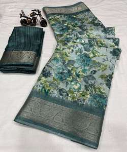 Sari de encaje para fiestas de adultos Material de rayón sedoso con reflejos de terciopelo Ropa de fiesta perfecta - Product Image 5