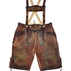 Pantalones cortos bávaros de diseño personalizado Trachten Lederhosen de piel de vaca para hombre - Product Image 1