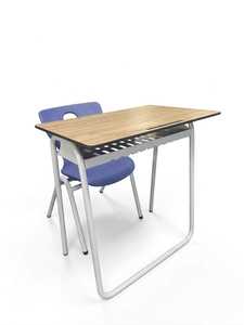 High Quality Modern U Leg Single Student <b>Desk</b> with Perforated Metal Shelf <b>Compact</b> Laminate Metal Frame for School & Hotel Use - Product Image 2