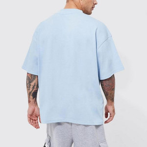 Urban Style Men's T-Shirt 100% Cotton Drop Shoulder Relaxed Fit Side Slit Hem Option Customizable Breathable for Daily Wear - Product Image 3