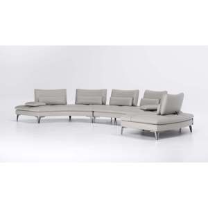 Conjunto de Sofá Curvo Scenario de 2-3 Plazas, Seccional Extensible, Muebles para Sala de Estar, Cuero y Esponja, para Apartamentos - Product Image 3