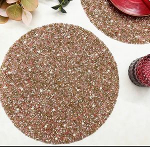 Napperon de luxe perlé fait à la main, riche aspect, pièce de centre décoratif en or - Product Image 2