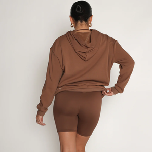 OEM 100% coton sweat à capuche haut court deux pièces ensemble dames vêtements d'été personnalisé ensembles courts femme deux pièces ensembles pour filles - Product Image 3