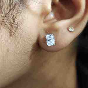 Boucles d'oreilles élégantes en argent sterling 925 plaqué or avec diamant taille radiant, certifiées IGI, tendance, pour fiançailles, anniversaire, soirée - Product Image 6