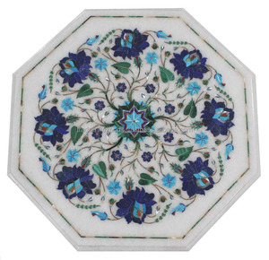 Mesa de centro de mármol con exquisito diseño de incrustaciones de piedras preciosas naturales para muebles del hogar - Product Image 2