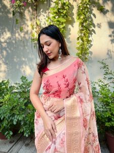 Latest Designer Outfit Best Fabric Latest Collection <b>Organza</b> <b>Silk</b> Saree Blouse Women Fashion Manufacturer From Surat India - Product Image 2