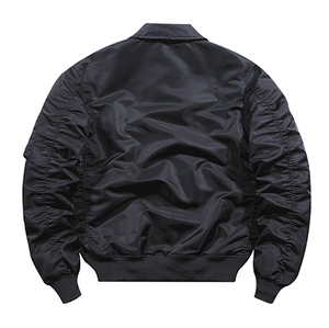 Chaqueta informal de Aviador personalizada para hombre 2025 con manga cálida de bombardero de satén con bolsillo con cremallera y logotipo bordado - Product Image 3