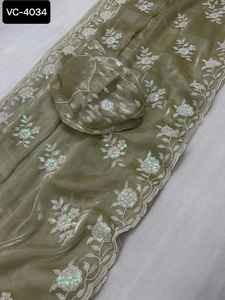 Qualité standard Designer Wedding Ware Premium Luxury Beautiful Imported Séquence Work Saree for Bulk Purchase Sari with Blouse - Product Image 4