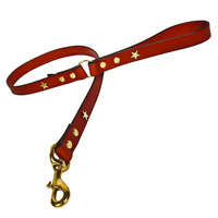 Laisse pour chien en cuir véritable personnalisée de luxe avec décoration en rivets et crochet doré pour chiens
