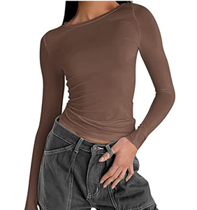 Camisetas para Mujer, Nuevo Diseño, a la Moda, de Alta Calidad, Corte Ajustado, Cuello Mao, Seda/Algodón, Antiarrugas, Productos de Exportación de Bangladesh - Product Image 2