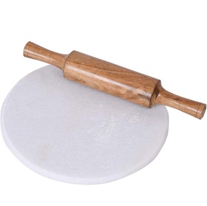 Pure White Marble Chakla with Wooden Belan Handmade Roti <b>Rolling</b> Board Set Traditional Kitchen <b>Tool</b> for Chapati <b>Rolling</b> Cooking - Product Image 1