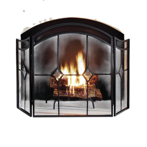 <b>Wood</b> Burning Fire Guard Accessories Fire Screen Wrought Iron Fireproof Screen Black Solid Baby Pet Safe Protection Fence - Product Image 1