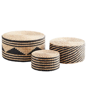 Lot de 3 tabourets en jonc de mer tissé, tabouret rond en osier bohème, pouf en jonc de mer pour décoration intérieure et extérieure, fournisseur vietnamien - Product Image 5