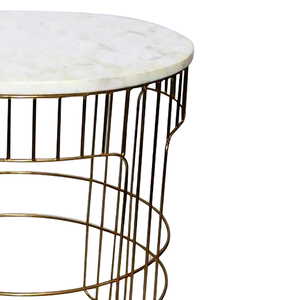 Custom Design Marble and Iron Made Center <b>Table</b> for Home and Office, 15 X 15 X 20 Inches White <b>Gold</b> Manufacturer - Product Image 2