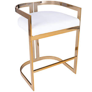 Base en acier inoxydable moderne Coussin en cuir Tabouret de comptoir Chaise haute pour extérieur Café Bar Maison Style Bois Métal Matériel - Product Image 3